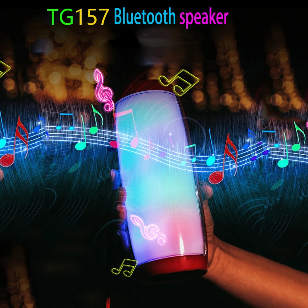 

TG157 Wireless Bluetooth Speaker Portable Speaker Wireless Bass Column Waterproof Outdoor Speaker Support AUX TF Subwoofer LED