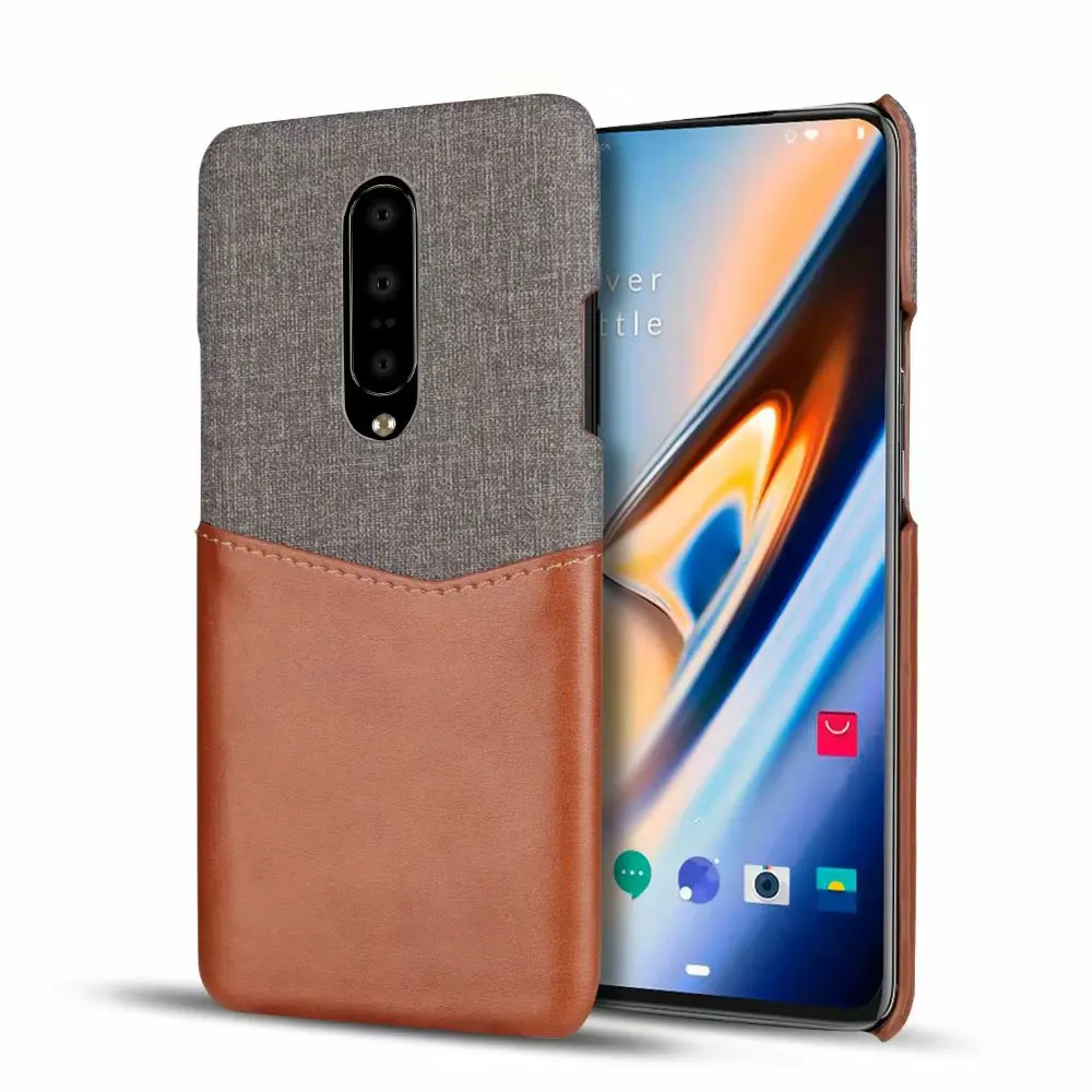 Чехол для Oneplus 7T 7 Pro 6t 6 из ткани + кожи 2 слота карт матовая жесткая задняя крышка