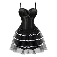 sexy straps corset dress with cups leather steampunk womens two peice sets bustiers top floral lace up renaissance clubwear