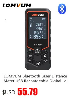 LOMVUM перезаряжаемая лазерная рулетка 2 в 1 USB зарядная лента с ЖК-дисплеем 16 футов/5 м цифровая лента Метрическая/дюйм/фут