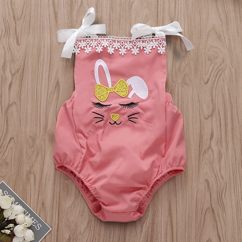 Модная одежда для малышей Детский комбинезон с пасхальным кроликом героями