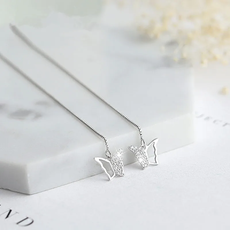 

VENTFILLE 925 Sterling Silver Butterfly Drop Earrings Woman Long Earrings Jewelry Pendientes Brincos Fashion Jewelry Gift