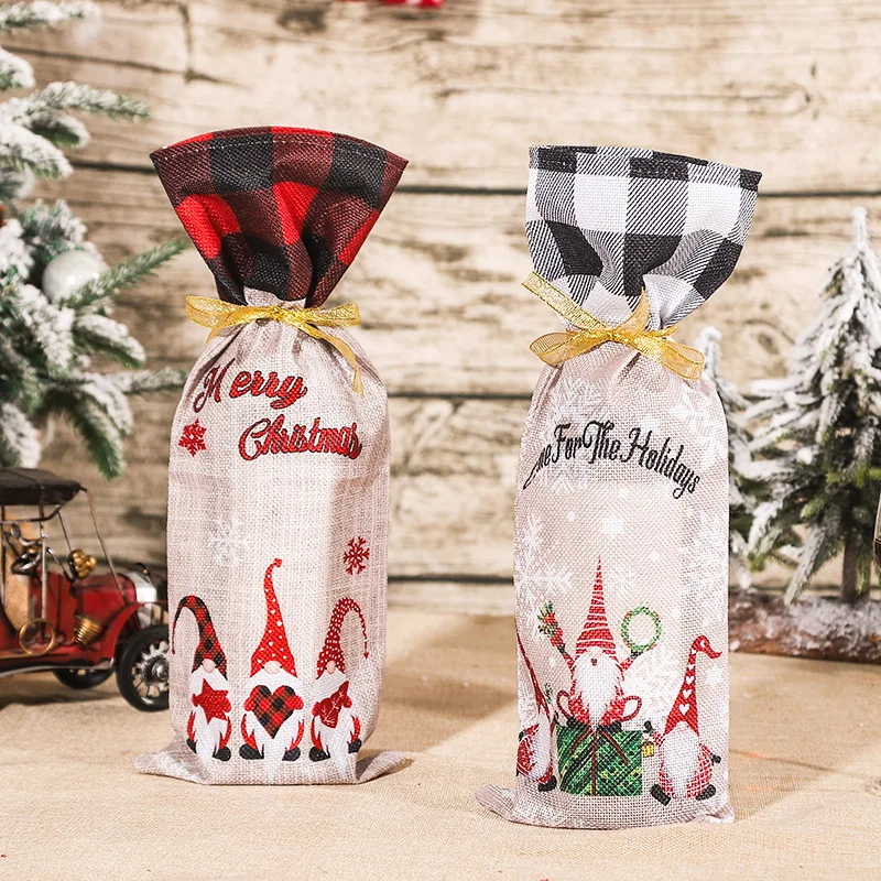 

Christmas Wine Bottle Cover Merry Christmas Decorations Christmas Ornament New Year 2022 Xmas Santa Claus Dinner Table Decor