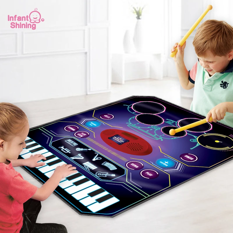 

Infant Shining Baby Music Mat 2 In 1 Electronic Organ Multifunction Tap Early Education Kids Musical Gift