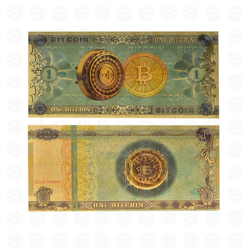 bitcoin banknote Один Биткоин золотые банкноты с битной монетой поддельные бумажные деньги BTC Подарочный товар для коллекционера банкнот дропшиппинг - Цвет: bitcoin banknote