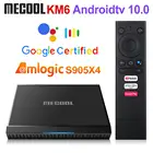 5 шт. Mecool KM6 Google Сертифицированный Android 10 ТВ контейнер под элемент питания 2 Гб оперативной памяти, 16 Гб встроенной памяти, процессор Amlogic S905X4 голосовой пульт дистанционного управления Управление 2,4G WI-FI 100 м BT4.2 Декодер каналов кабельного телевидения