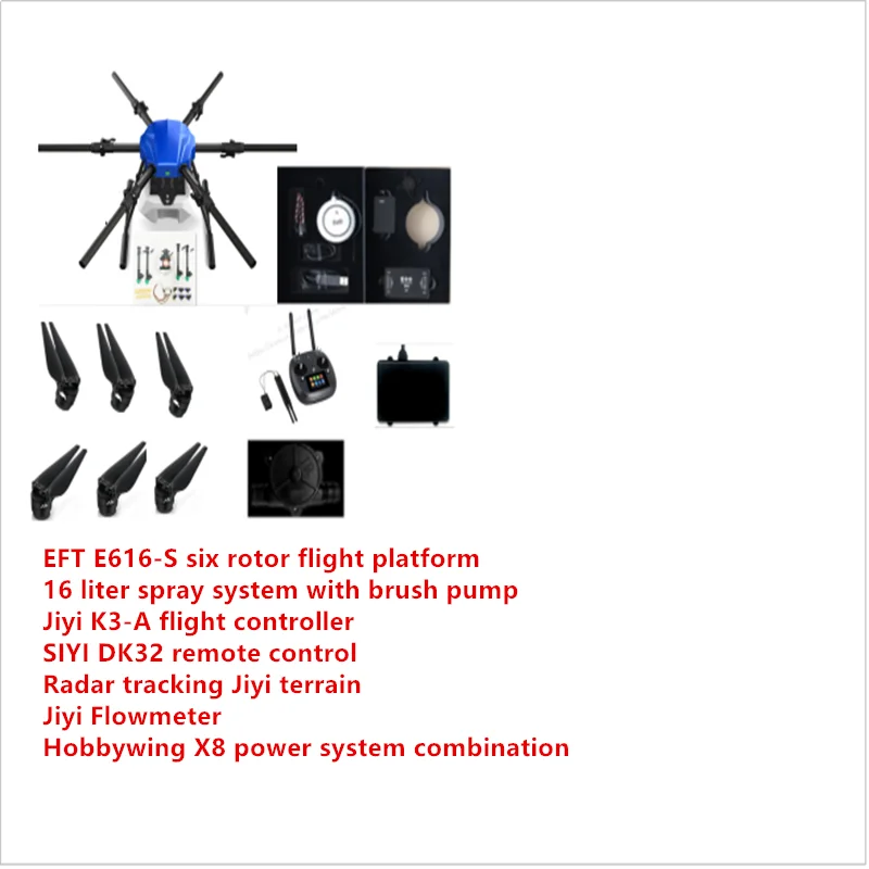 EFT E616 S 16 кг/16L сельскохозяйственный Дрон с пультом управления X8 power / K3A PRO|Детали и