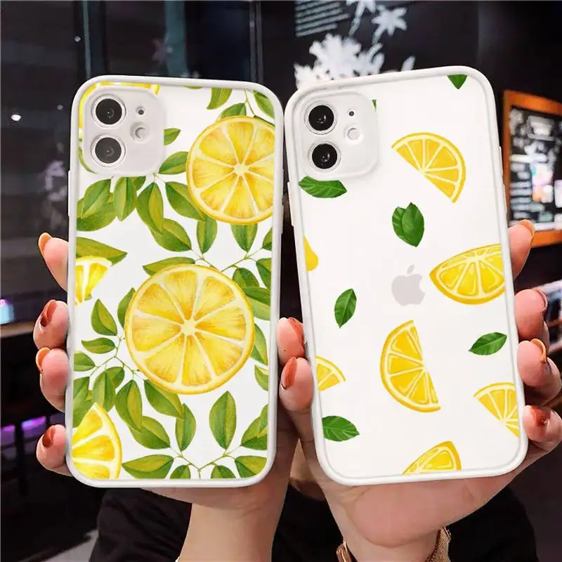 

lemon Phone Case Clear matte transparent For white iPhone 7 8 x xs xr 11 12 pro plus max mini Funda