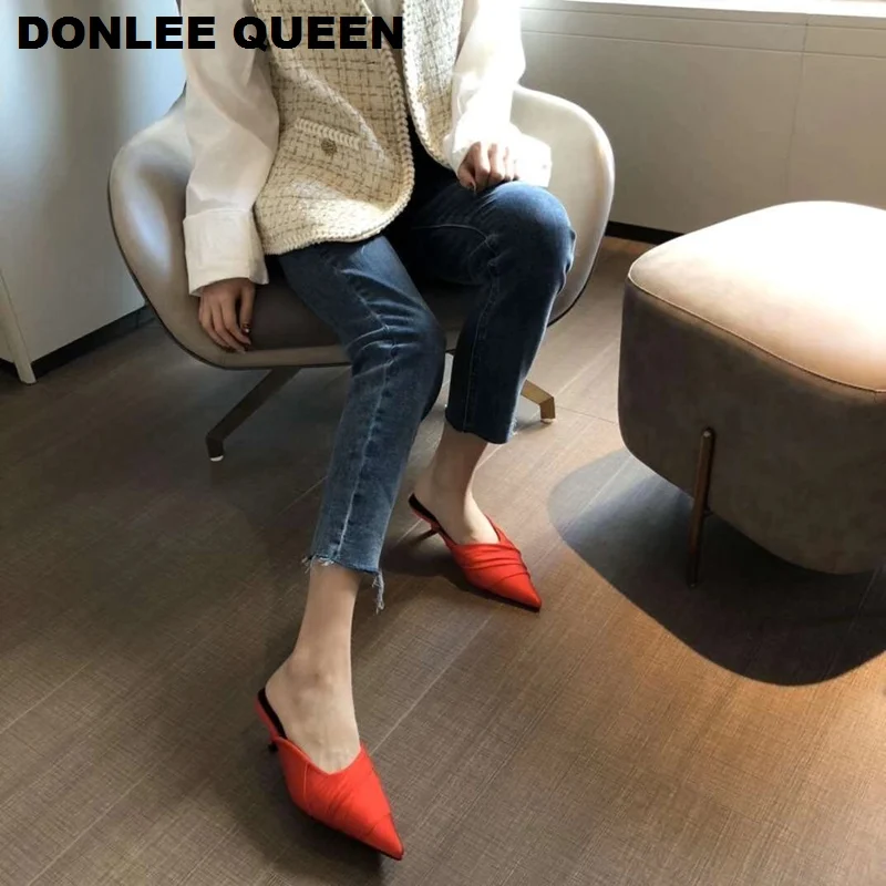 Шлепанцы женские в горошек брендовые Дизайнерские летние туфли шлепанцы с