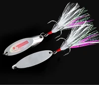 10 pieces fishing spoon lure treble feather hook spinner wire baits white feather 10g 15g 21g 25g 28g 40g 50g