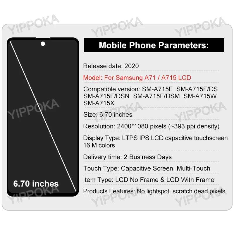 Pantalla LCD Original para Samsung Galaxy A71, reemplazo de digitalizador de pantalla t&aacute;ctil, SM-A715F/DSN SM-A715F/DS, para Samsung A715-1