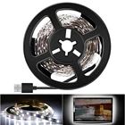 Светодиодная лента USB, 5 В, 2835, 1 м, 2 м, 3 м, 4 м, 5 м, фосветильник освещение для телевизора, Светодиодная лента 220 В, 110 В, разъем USB, теплыйхолодный белый, домашний декор