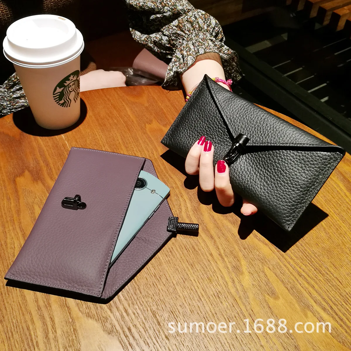 

2020 Long Women's Leather Purse Ultra-Thin Big-Name Leather Card Holder Leather Wallet Mobile Phone Wallet Female