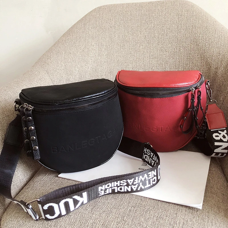 aliwood 2023 New Wide shoulder strap Letter Women bag Nubuck leather Females Crossbody Bags Fashion Flap Shoulder Bags Chest bag