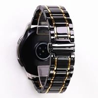 20mm 22mm Luxury Ceramic Steel Black Strap For Samsung Galaxy Watch4 Huawei Amazfit Gts Watch Band Bracelet Wristband Belt