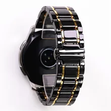20mm 22mm Luxury Ceramic Steel Black Strap For Samsung Galaxy Watch4 S3 Huawei Amazfit Gts Watch Band Bracelet Wristband Belt