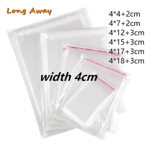Ширина 4 см прозрачный пластиковый самоклеющийся мешок самозапечатывающаяся маленькая сумка для ручки ювелирной упаковки конфет герметичная подарочная упаковка для печенья