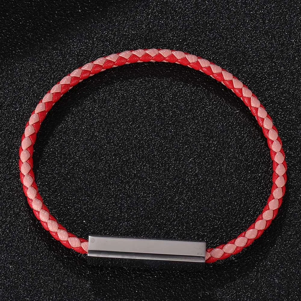 

Fashion Leather Bracelet Women Stainless Steel Magnetic Clasp Handmade Women Bracelets Bangles Braided Leather Bracelet BB0626