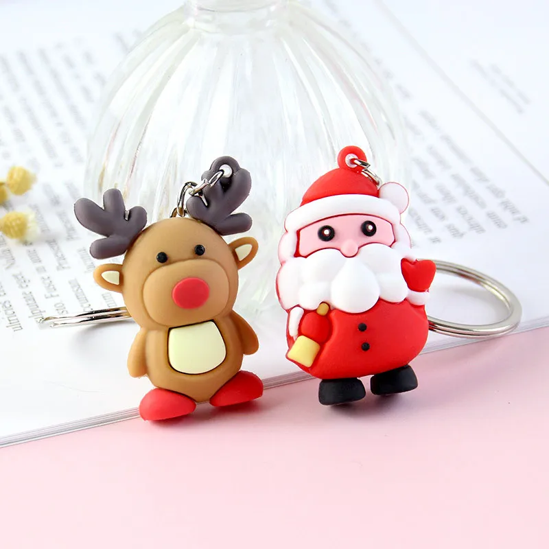 

Cute Christmas Keychain Cartoon Santa Hanging Pendant Keyring Ornament Snowmen Key Chain for Family Friend Gifts