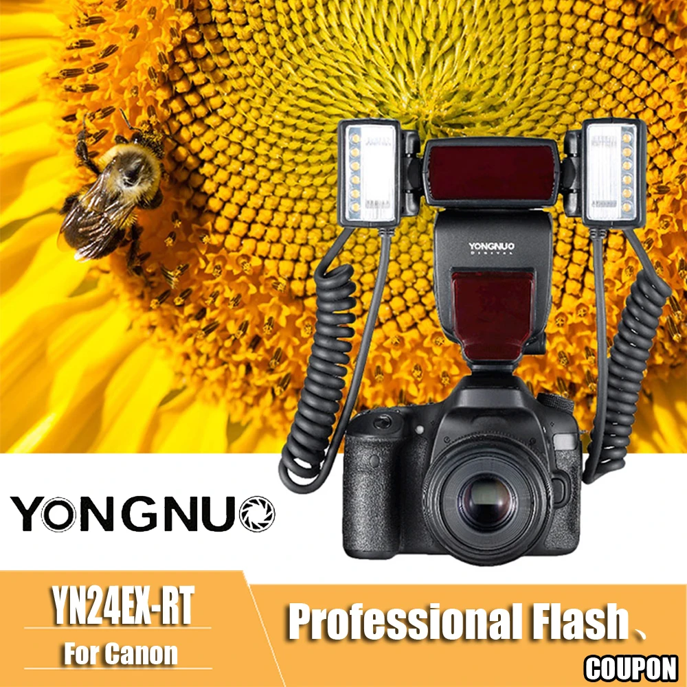 YONGNUO YN24EX YN24 EX Кольцевая вспышка для макросъемки E TTL Вспышка Speedlite с 2 шт. головками