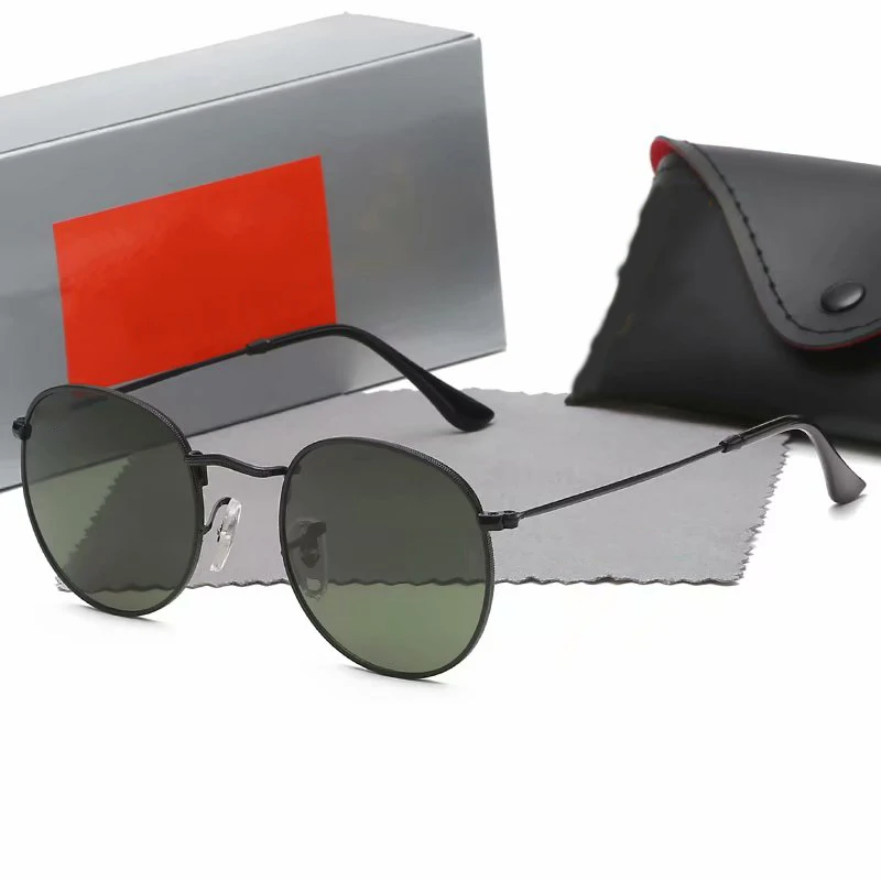 

Women Trendy sunglasses metal Vintage sunglasses shades mirror Mans Designer fashion full-frame glasses With Original Box