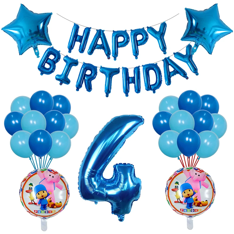 

38pcs Cartoon Pocoyo Foil Helium Balloons Baby Shower Birthday Party Decoration Air Globos Kids Inflatable Toys Supplies Ball