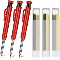 solid carpenter pencils with 18 refills woodworking tools solid deep hole pen marking tool for woodworking architects