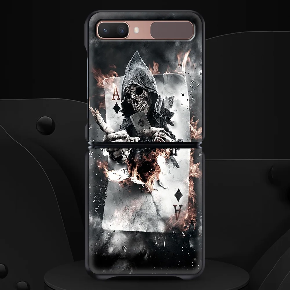 

Skull for Samsung Galaxy Z Flip Mobile Phone Shell Zflip Folding Protective Case Luxury Black Coque Shell