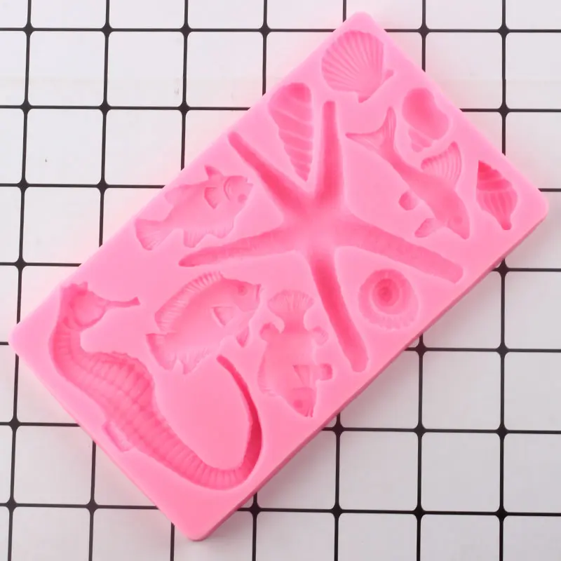 Силиконовая форма для морских животных коньков ракушек звезд конфет глины | Дом и