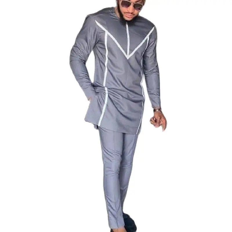 Африканская мода топ с круглым вырезом и брюки мужская одежда в стиле сенатора