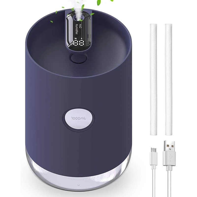

1000Ml Usb Cool Mist Humidifiers, Portable Air Humidifier with Whisper Quiet, Auto-Off, Night Light, for Bedroom