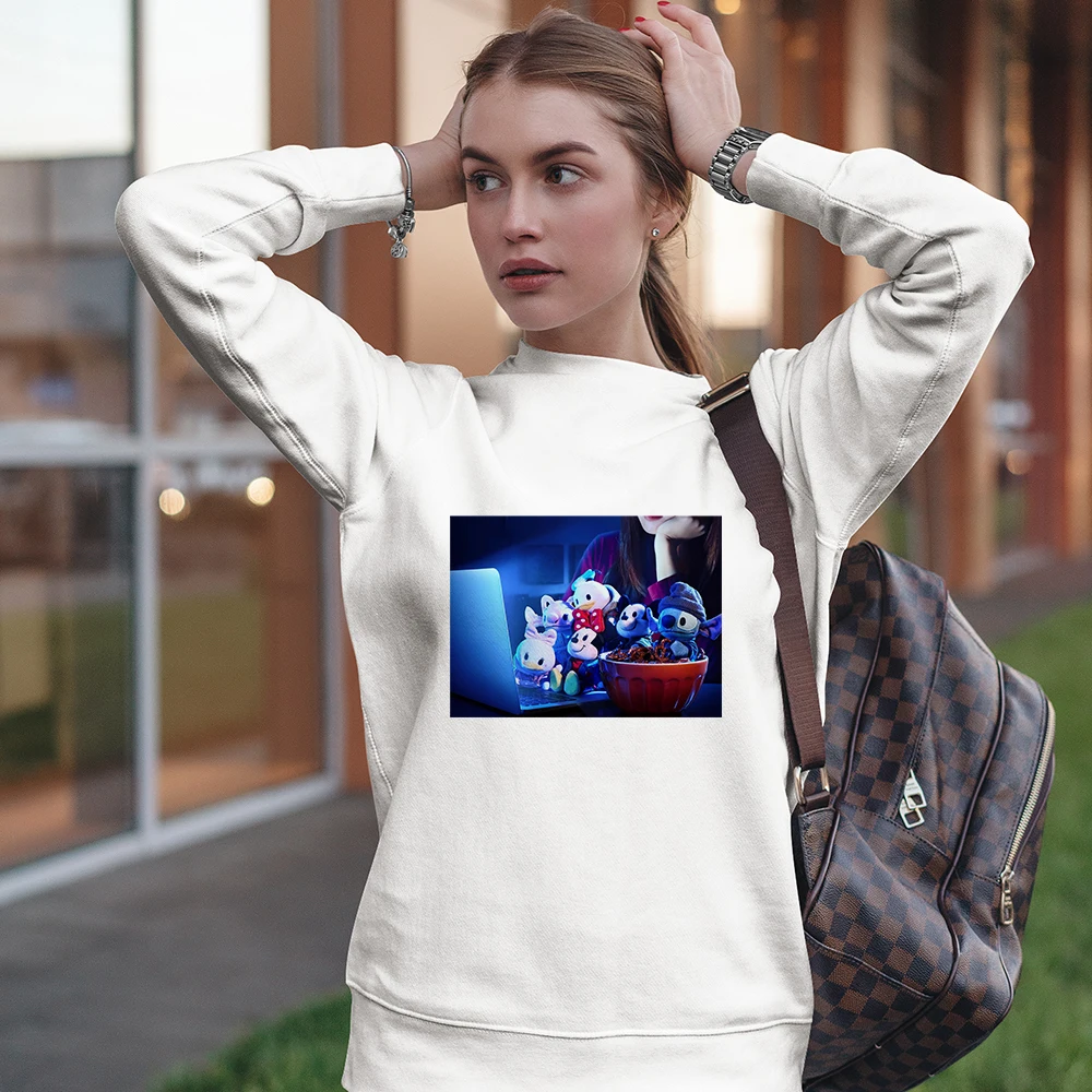 

Disney Women Sweatshirt Kawaii Stitch Doll Printed Women Pullover Hoodie Streetwear Casual Lilo Stitch Unisex Series Clothes Top