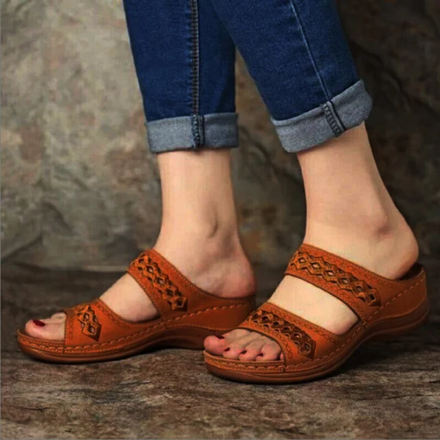 Летние женские шлепанцы Гладиаторы Повседневная обувь на танкетке Пляжные