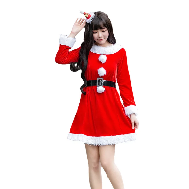 Санта Клаус цвет красный подарок к Рождеству бархатный костюм Для женщин с