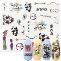 nail transfer water sticker creative colourful cute elk panda animal designs for nail art decoration manicure watermark decal