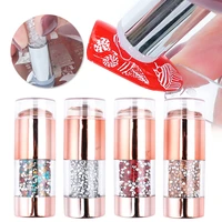 mirror nail templates clear silicone head manicure scraper transfer nail template kits with cap nail art stamping plate