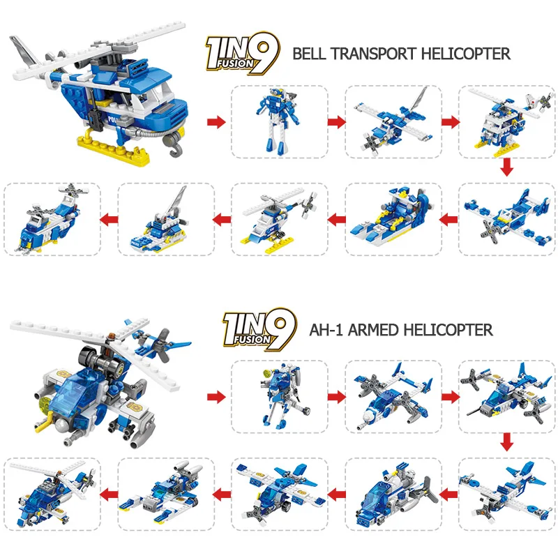 

1147PCS 8 in 1 SWAT Police Trucks Car Building Blocks City Mobile Police Station Helicopter Figures Bricks Kids Toys