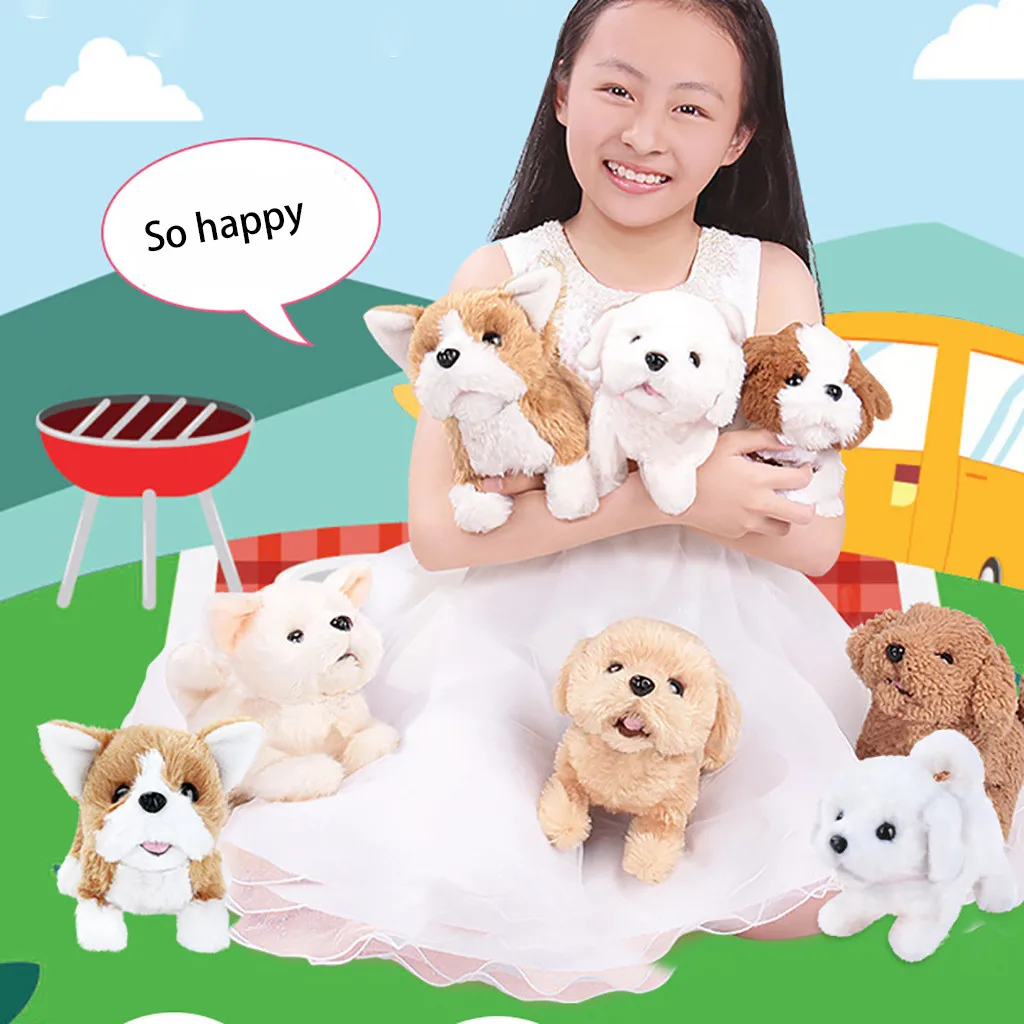 realistic teddy dog lucky Electronic Pet Dog Electric Simulation Children's Toy Will Bark And Walk Puppy plush Stuffed toys | Игрушки и