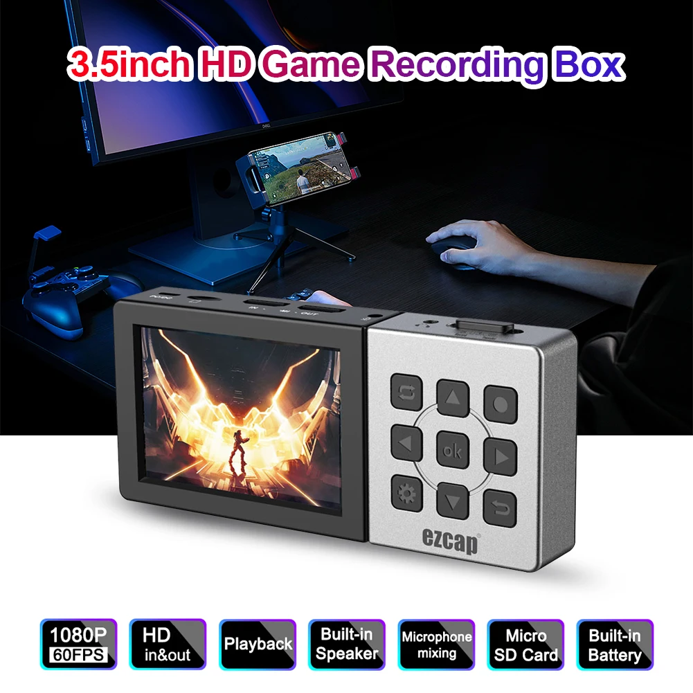 

Ezcap273 3.5 inch Full HD Video Recorder Box HDMI-compatible Portable 1080P 60fps Game Capturer Device Accessories High Quality