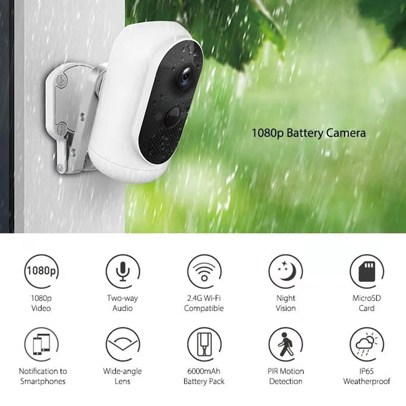 

Беспроводная уличная камера видеонаблюдения с Wi-Fi, 1080P, ночным видением и датчиком движения