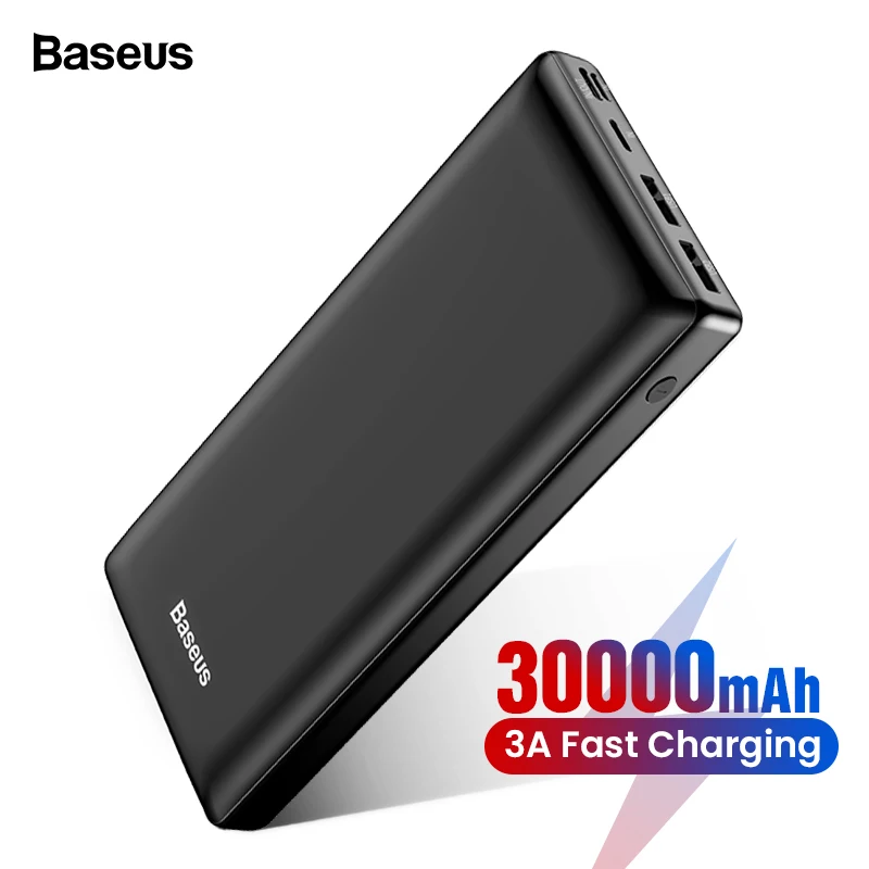 Baseus, 30000 мА/ч, внешний аккумулятор, USB C PD, быстрая зарядка, 30000 мА/ч, внешний аккумулятор для Xiaomi Mi, портативное Внешнее зарядное устройство, повербанк