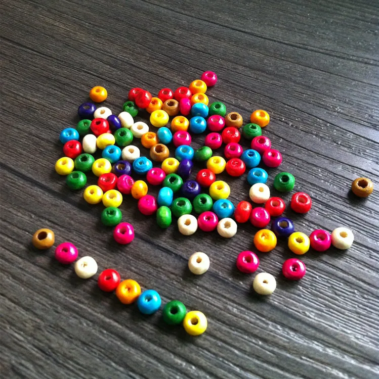 1000 шт 4 мм деревянный случайный микс бусин цвет круглые деревянные бусины для