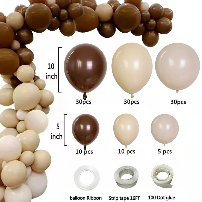 

115pcs Coffee Balloons Arch Garland Kit Wedding Baby Shower Birthday Party Decoration DIY Festival Supplies