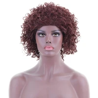 free beauty 15 short curly auburn brown grey wine red synthetic wigs for black women cosplay party costume daily make up