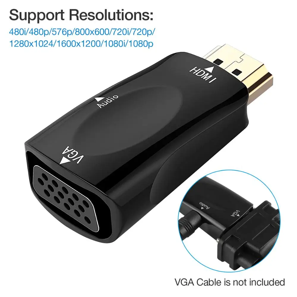HDMI к VGA адаптер с 3 5 мм аудио кабелем HD 1080P для Xbox X360 PS3 PS4 PC ноутбук ТВ коробка