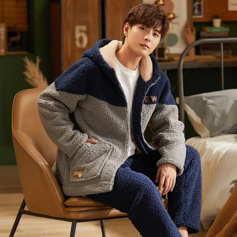 Новинка 2021 коралловый бархат Мужская зимняя утепленная фланелевая теплая