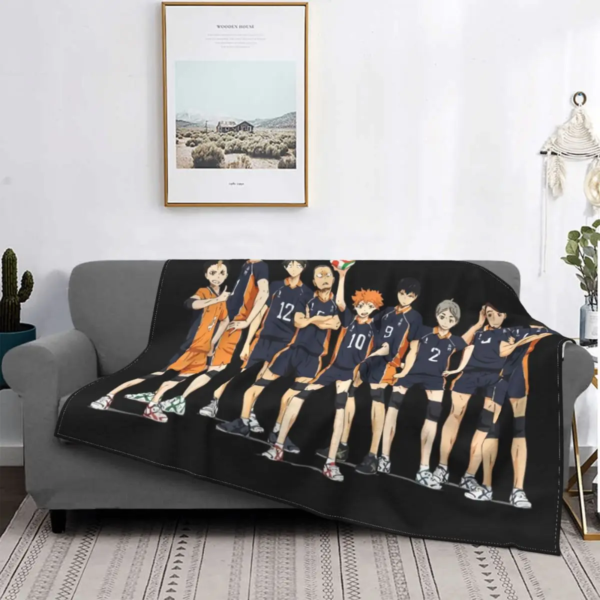 

Anime Haikyuu Gestrickte Decken Hinata Tanaka Kuroo Kageyama Volleyball Flanell Werfen Decken Bett Sofa Ultra-Weiche Warme Bettd