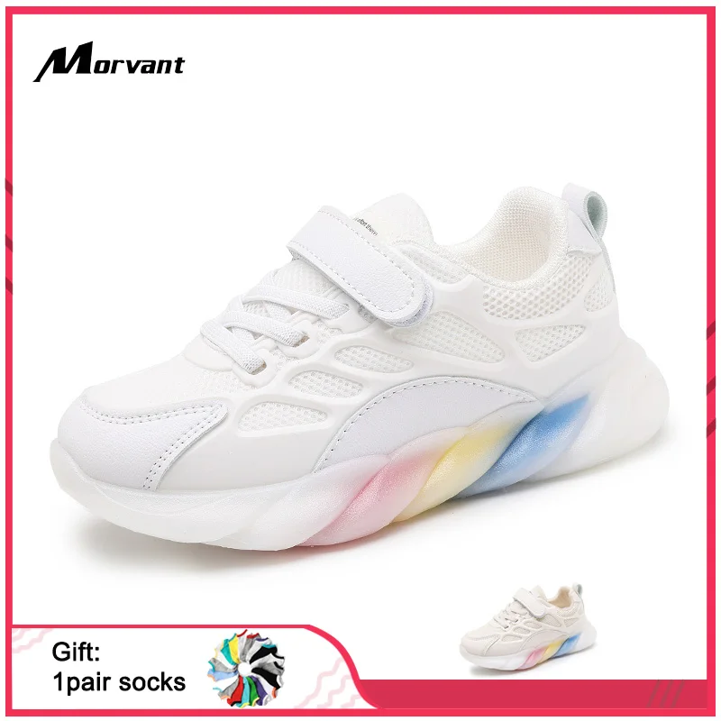 

MORVANT Kids Sneakers Mesh Soft Breathable Boys Sneakers Non-slip Wear-resistant Casual Girl Shoes Children's White Tennis Shoes