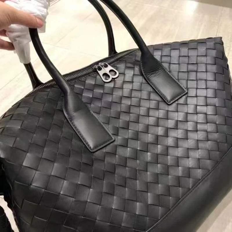 Diagonal package handbag  Leather bag The single shoulder bag сумка мужская Large capacity handbag  Handmade leather woven bag