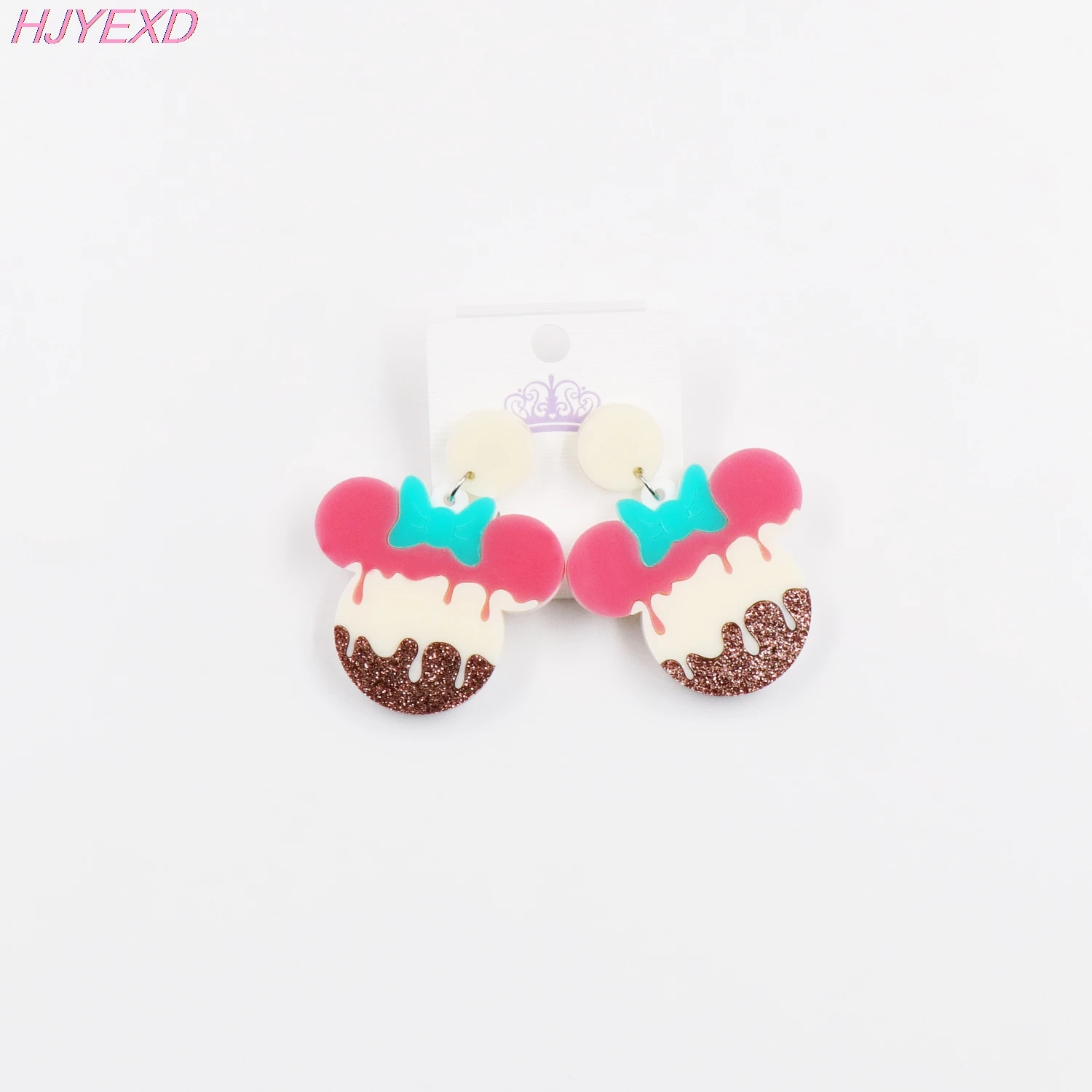 

1pairER1129-40mm Mouse Head Earrings Cute Ice Cream Dangle Earrings Gitter Acrylic Earrings